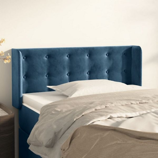 vidaXL Kopfteil mit Ohren Dunkelblau 93x16x78/88 cm Samt, 3119242