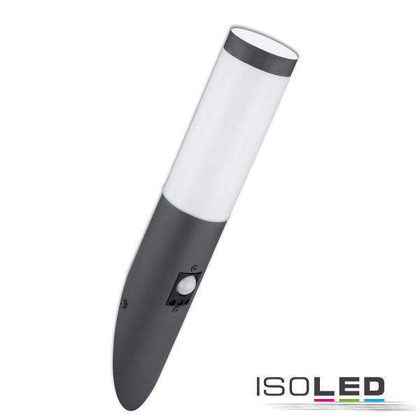 ISOLED Wandleuchte anthrazit, PIR Bewegungssensor, IP44, 1x E27 Fassung, ohne Leuchtmittel, 115009