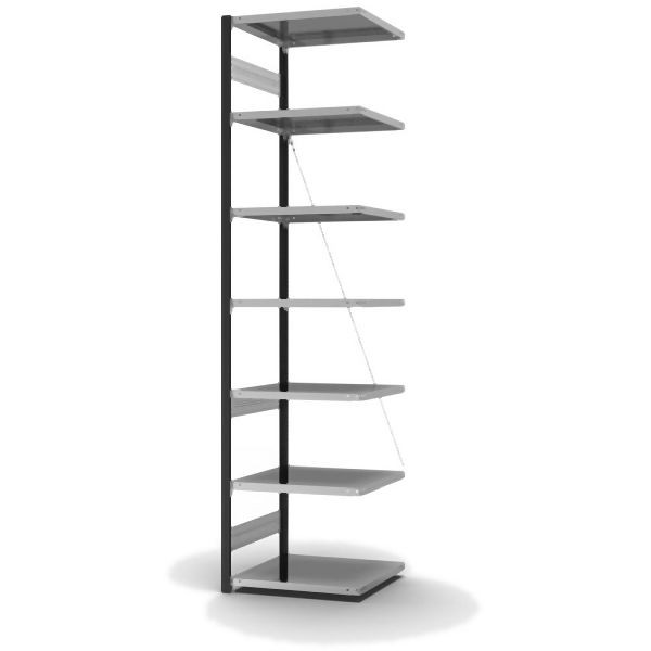 hofe Anbauregal, zerlegt, 7 Böden 3000 x 600 x 750 mm, verzinkt Stützprofile - anthrazitgrau/RAL 7016, HAA306007XL