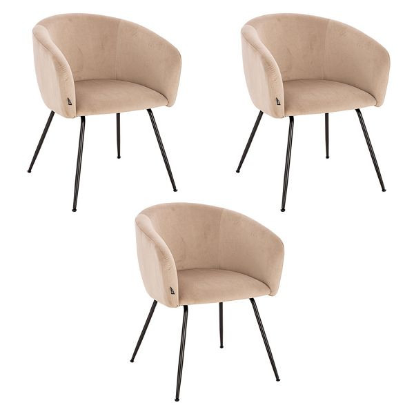 HOME DELUXE Esszimmerstuhl ARIA Samt Beige - Stückzahl: 3, 55974