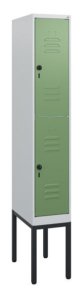 C+P Doppelstöckiger Spind Classic PLUS, Gestell, 1950x300x500mm, 7035/6011, Drehriegel, 0803305-10 S10006