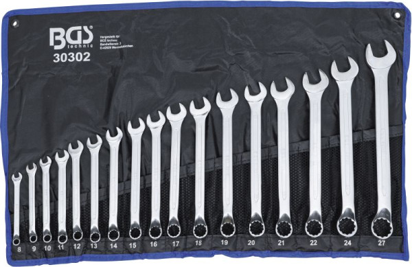 BGS Maul-Ringschlüssel-Satz, gekröpft, SW 8 - 27 mm, 17-teilig, 30302