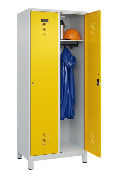 C+P Spind Evolo PLUS, mit Füßen, 2 Abteile, 1950x800x500mm, 7035/1023, Verschluss Zylinderschloss, Ablageböden 2, 049010-22 S10028