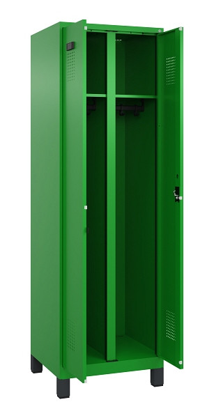 C+P Schwarz-Weiß-Spind Evolo PLUS, mit Füßen, 2 Abteile, 1950x600x500mm, 6037/6, Zylinderschloss, 049012-20 S10053