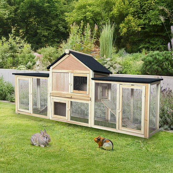 HOME DELUXE Kaninchenstall aus Holz CUNA, 210 x 84 cm, 71968