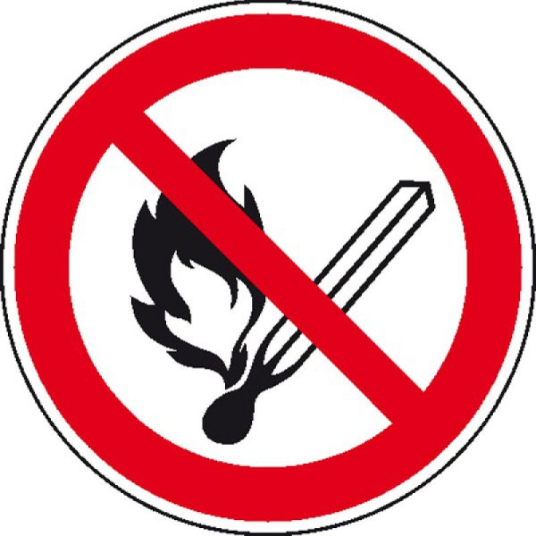 Stein HGS Verbotsschild, keine offene Flamme Feuer, offene Zündquellen u. Rauchen verboten, Aluminium, langnachleuchtend, 400 mm, Einzelabnahme, 15.0812