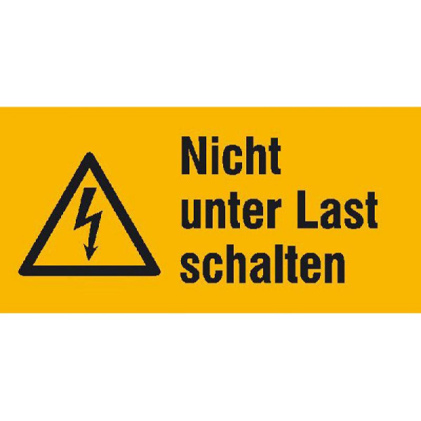 Stein HGS Elektrokennzeichnung/Warnkombischild, Nicht unter Last schalten, 131 x 65 mm / Folie, selbstklebend, 21.1258