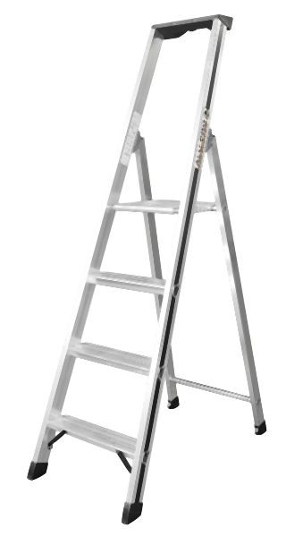ALU-PRO Stufenstehleiter mit Plattform, 4 Stufen, Standhöhe 0,88 m, 7002604