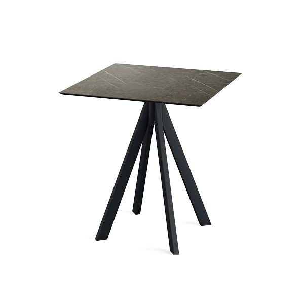 Feros Infinity Terrassentisch Schwarz gestell + Midnight Marble HPL 70x70 cm, 120011677