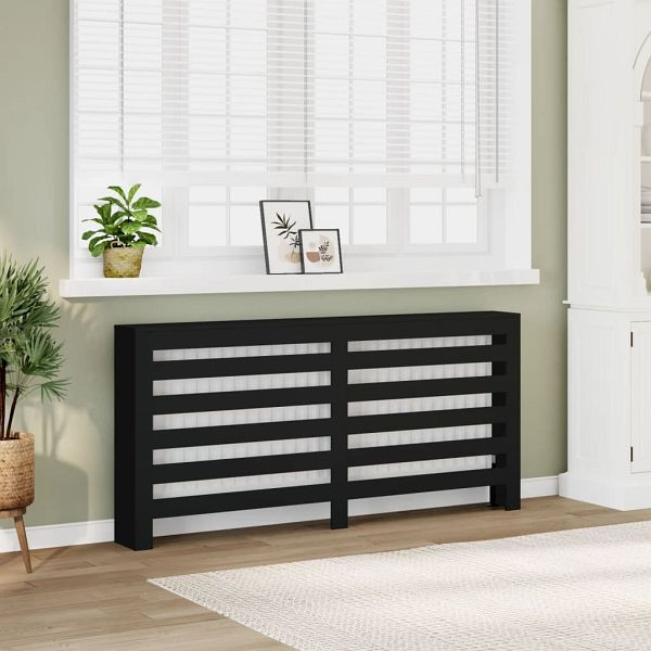 vidaXL Heizkörperverkleidung Schwarz 175x20x82 cm Holzwerkstoff, 852709
