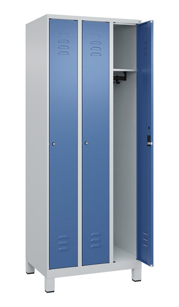 C+P Spind Classic PLUS, Füße, 3 Abteile, 1950x750x500mm, 7035/5023, 080010-39 S10020
