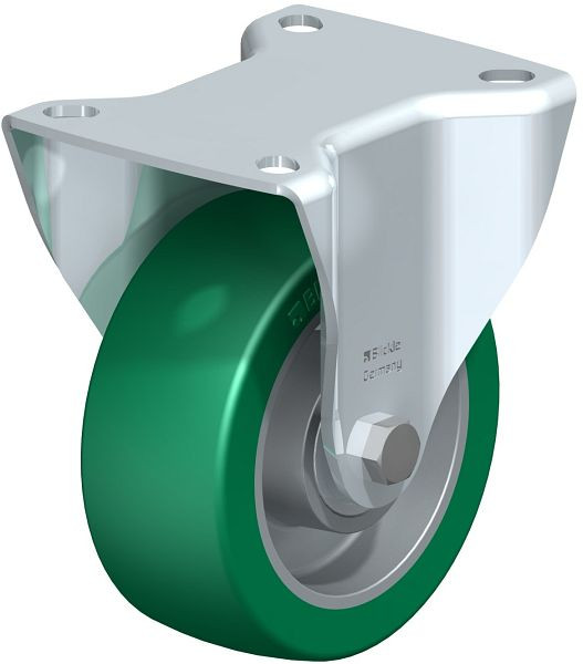 Blickle B-ALST 100K Stahlblech-Bockrolle, mittelschwere Ausführung, mit Anschraubplatte, Blickle Softhane®, Grün, 579268