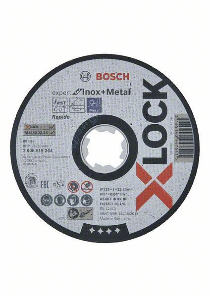 Bosch Trennscheibe X-LOCK gerade Expert for Inox+Metal AS 60 T INOX BF, 125 x 1 mm, VE: 25 Stück, 2608619264