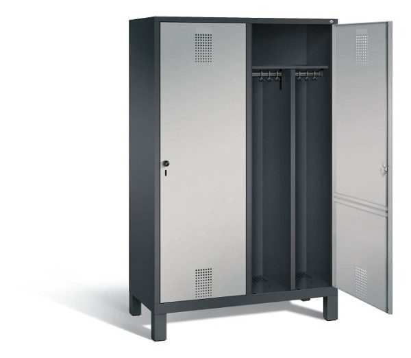 C+P Schwarz-Weiss-Spind Evolo, H1850xB1190xT500mm, Farbe: Schwarzgrau / Weißaluminium, 48210-40 S10066