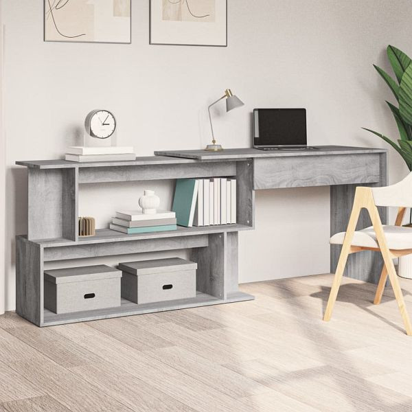 vidaXL Eckschreibtisch Grau Sonoma 200x50x76 cm Holzwerkstoff, 815424
