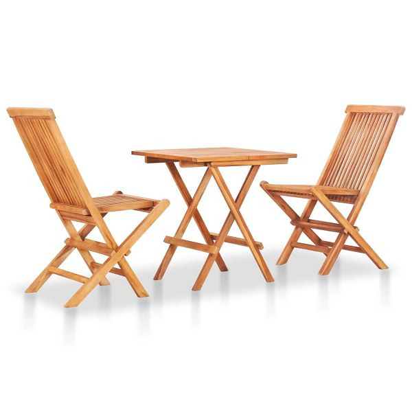 vidaXL 3-teilig Bistro-Set Klappbar Teak Massivholz, 48997