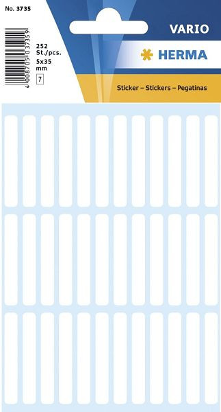 HERMA 3735 Vielzwecketiketten weiß 5x35 mm Papier matt 252 St., 3735