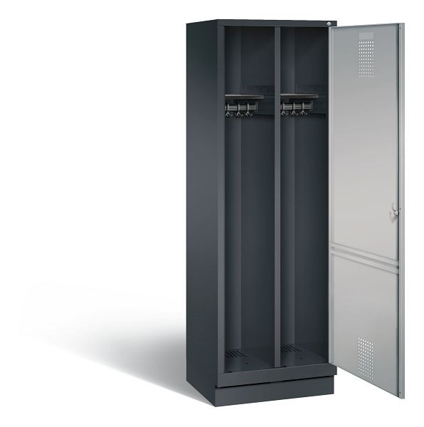 C+P Schwarz-Weiss-Spind Evolo, H1800xB610xT500mm, Farbe: Schwarzgrau / Weißaluminium, 48220-20 S10058