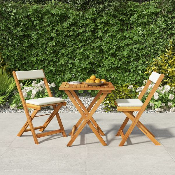 vidaXL 3-teilig Bistro-Set Klappbar mit Kissen Massivholz Akazie, 319704