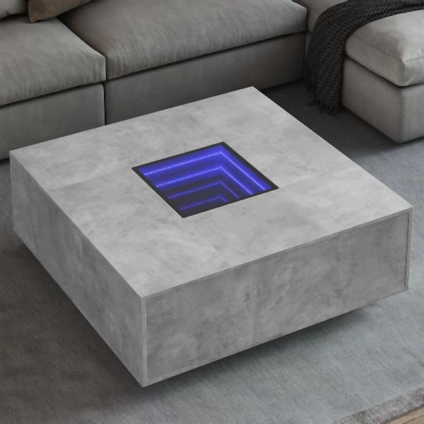 vidaXL Couchtisch mit Infinity-LED Betongrau 100x100x40 cm, 3284045