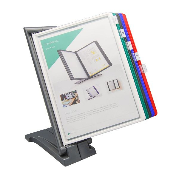 Q-Connect Sichttafelsystem - 10 Tafeln sortiert, Halter anthrazit, KF06008