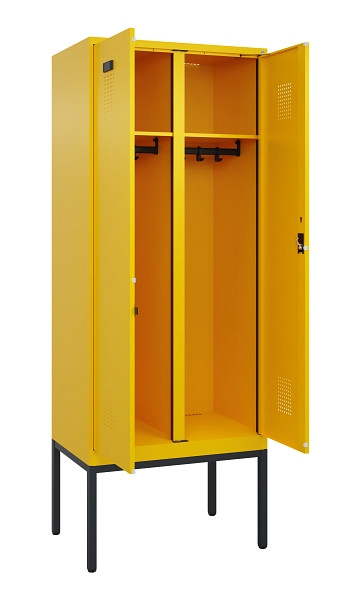 C+P Schwarz-Weiß-Spind Evolo PLUS, Gestell, 2 Abteile, 2120x800x500mm, 1023/1023, Zylinderschloss, 0490327-22 S10049