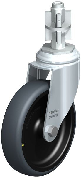 Blickle LKRA-TPA 126G-11-ELS-E15 Apparate-Lenkrolle mit Rückenloch, Thermoplastisches Gummi-Elastomer, Grau, 750717