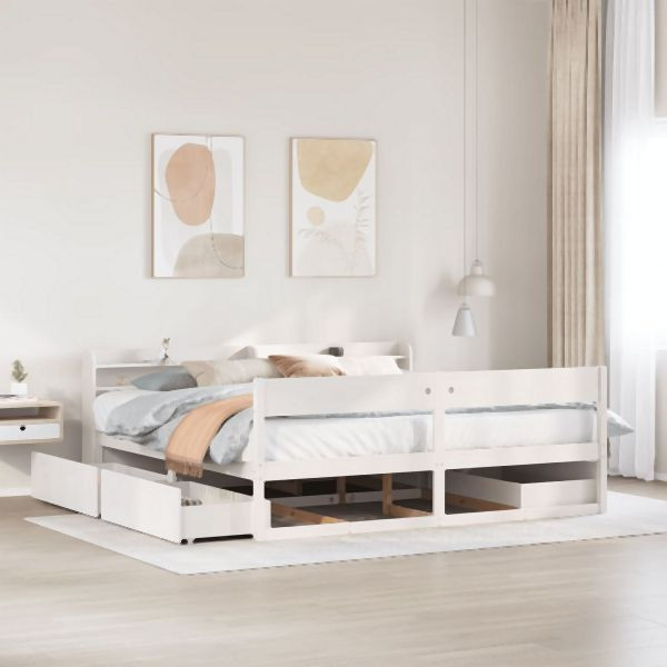 vidaXL Massivholzbett ohne Matratze Weiß 180x200 cm Kiefernholz, 3307114