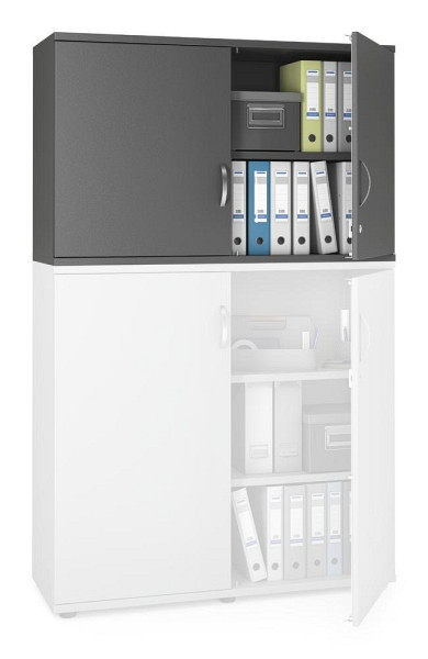 Deskin Flügeltüren-Aufsatzschrank MULTI M pro, Anthrazit, 1200 x 420 x 750 mm, 333169