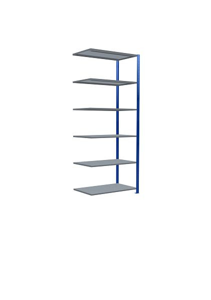 Schulte Anbauregal, Steckregal MULTIplus330, 2500 x 1000 x 600 mm, 6 Fachböden, Kreuzstrebe, RAL 5010 enzianblau/verzinkt, 13966-B
