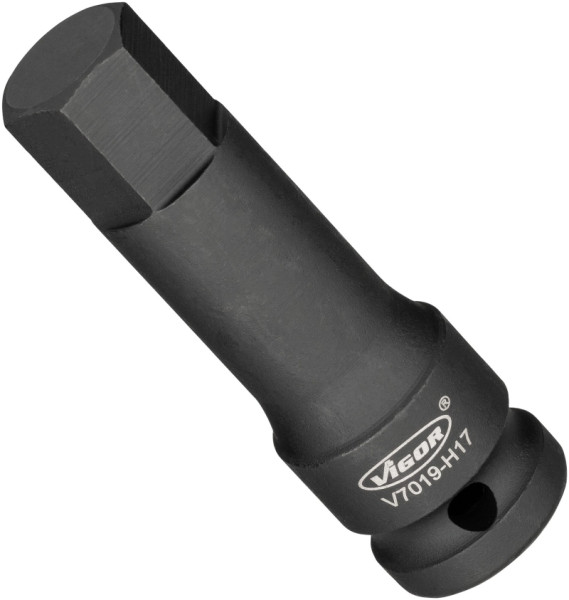 VIGOR Schlagschrauber Schraubendreher-Einsatz, Vierkant hohl 12,5 mm (1/2 Zoll), Innen-Sechskant Profil, 17 mm, V7019-H17