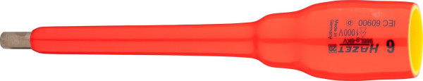 Hazet Schraubendreher-Steckschlüsseleinsatz, schutzisoliert, Vierkant hohl 12,5 mm (1/2 Zoll), Innen-Sechskant Profil, 6 mm, 986LG-6KV