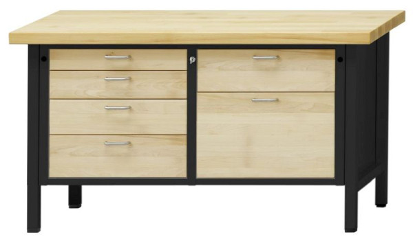 ANKE Werkbänke Kastenwerkbank; 1500x700x890mm; Buche-Massiv-Platte 40mm; Links 4 Schubladen 90, 120, 150, 180mm; Rechts 2 Schubladen 180, 360 mm, 312.049