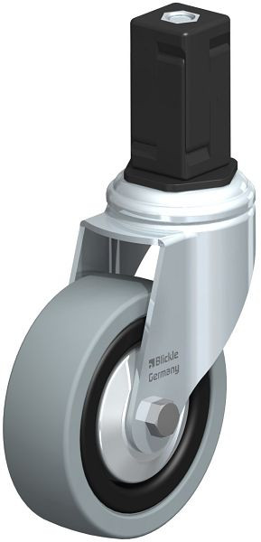 Blickle LKRA-VPA 101G-11-FA-EV15 Apparate-Lenkrolle mit Expander, Vollgummi, Grau, 848200