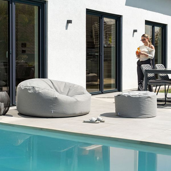 HOME DELUXE XXL Outdoor Sitzsack CLOUD mit Hocker, Hellgrau, 73153