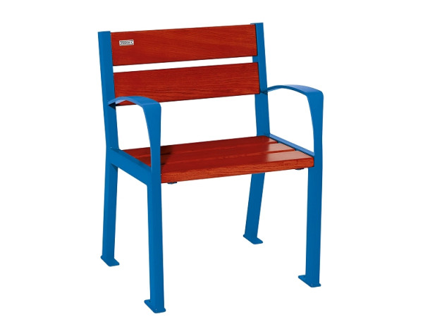 Procity Stuhl Silaos 5 Holzlatten, Mit Armlehne, Holz & Stahl, Mahagoni/RAL 5010, 209510.5010.ACAJ
