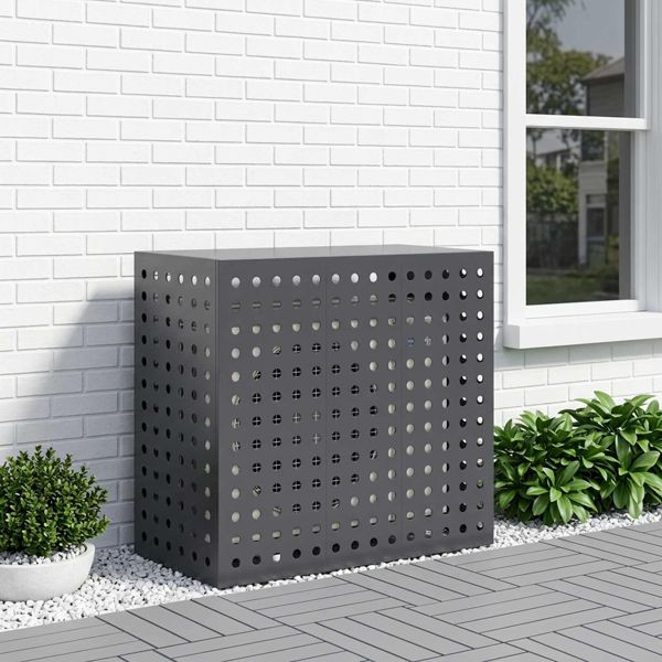vidaXL Klimaanlagenabdeckung Anthrazit 110 x 50 x 105 cm Stahl, 8014145