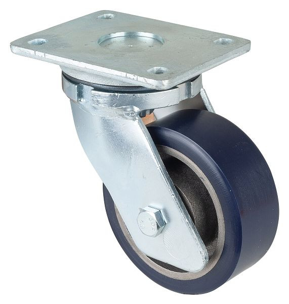 BS Rollen Schwerlastrolle, Rad-Breite 50 mm, Rad-Ø 125 mm, Tragfähigkeit 400 kg, Guss-Polyurethan 78 Shore A, Radkörper Guss, Kugellager, RR100.C11.125