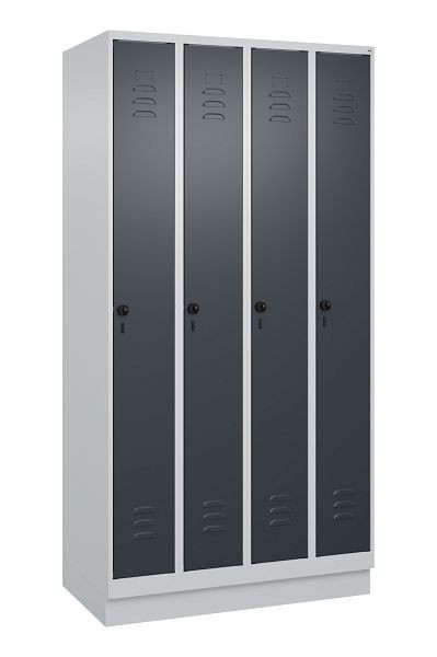 C+P Umkleidespind Classic PLUS, Sockel, 4 Abteile, 1950x1000x500mm, 7035/7016, Drehriegel, 080020-49 S10008