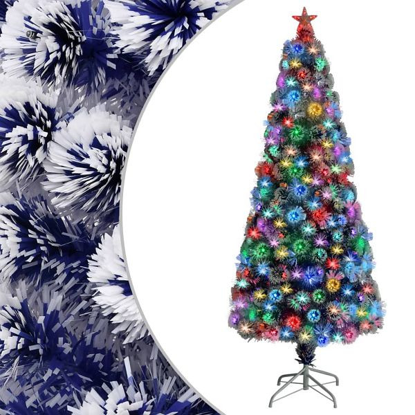 vidaXL Künstlicher Weihnachtsbaum mit Beleuchtung 180 cm Glasfaser, 328457
