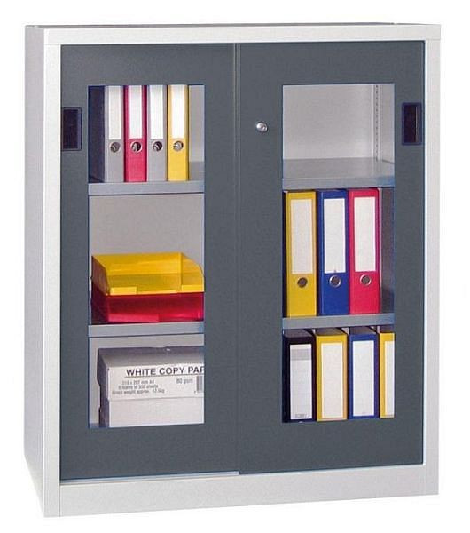 Pavoy Schiebetürenschrank 1200/400/1000, Böden gepulvert, Sichtfenster, 30301-100-491-905716