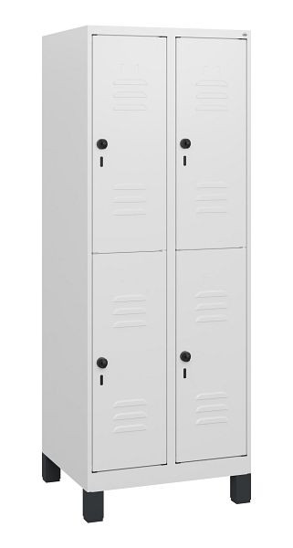 C+P Doppelstöckiger Spind Classic PLUS, Füße, 2 Abteile, 1630x600x500mm, 9016/9016, Drehriegel, 0803105-20 S10014