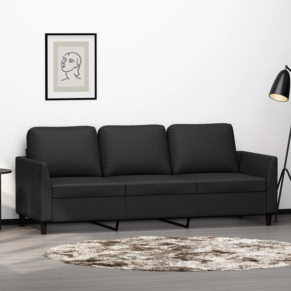 vidaXL 3-Sitzer-Sofa Schwarz 180 cm Kunstleder, 359338, 8721012140646