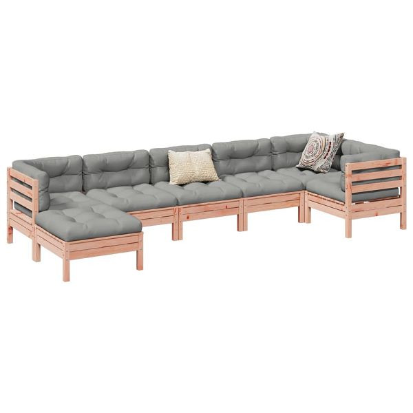 vidaXL 7-teilig Garten-Sofagarnitur mit Kissen Massivholz Douglasie, 3299550