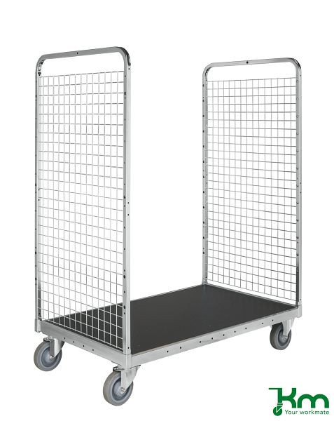 Kongamek Kommissionierwagen Modul 600, 1295 x 810 x 1700 mm, Verzinkt / MDF, braun, 2 Bockrollen 2 Lenkrollen mit Bremse, KM600-L17B