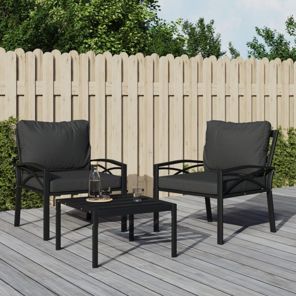 vidaXL Gartenstühle mit Grauen Kissen 2 Stück 68x76x79 cm Stahl, 362715