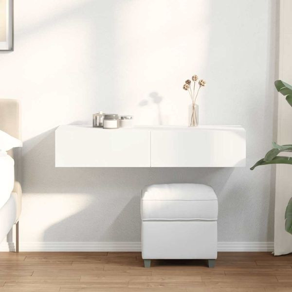 vidaXL Wandregal mit Schubladen Weiß 100x36x19 cm Holzwerkstoff, 859986