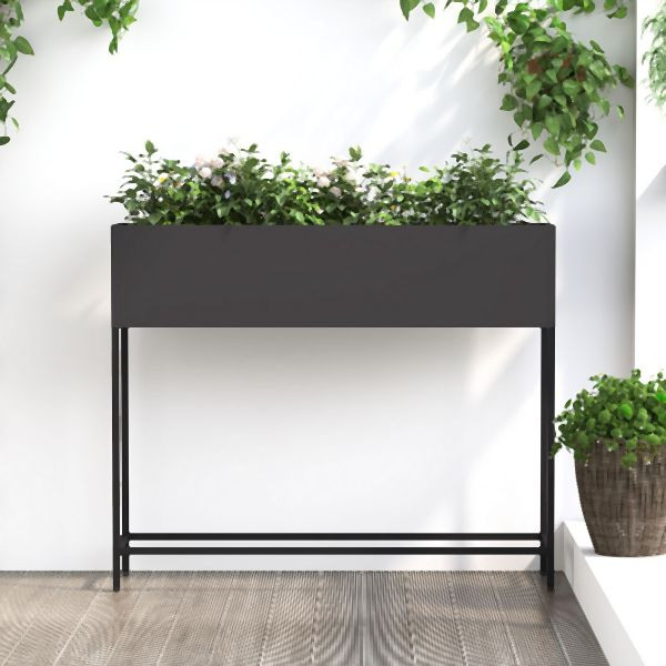 vidaXL Hochbeet 100x26x82 cm Abmessung Schwarz Stahl, 865876
