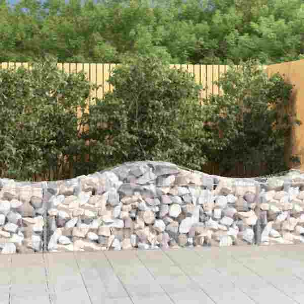 vidaXL Gabionen mit Hochbogen 8 Stück 200x50x60/80 cm Verzinktes Eisen, 3145604