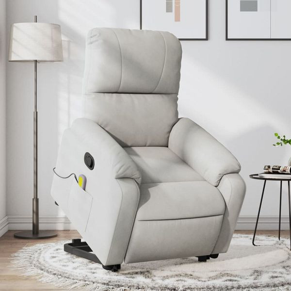 vidaXL Massagesessel mit Aufstehhilfe Hellgrau Mikrofasergewebe, 3204937